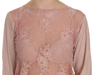 Elegant Pink Lace Boat Neck Blouse - Luxury for You