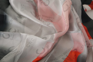 Elegant Silk Scarf In Gray Red Checkered