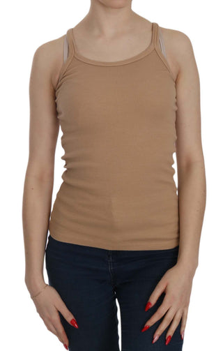 Beige Cotton Spaghetti Strap Tank - Luxury for You