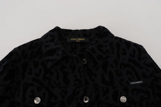 Chic Leopard Pattern Denim Jacket