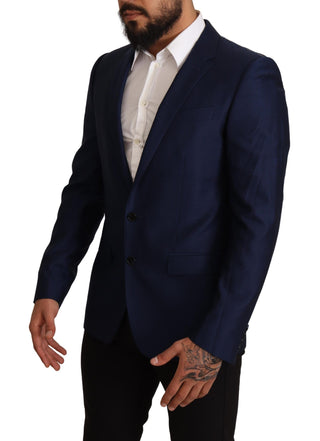 Navy Blue Virgin Wool Martini Blazer - Luxury for You