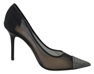 Elegant Black Mesh Crystal Pumps - Luxury for You