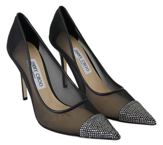 Elegant Black Mesh Crystal Pumps - Luxury for You