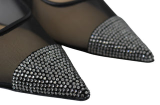 Elegant Black Mesh Crystal Pumps - Luxury for You