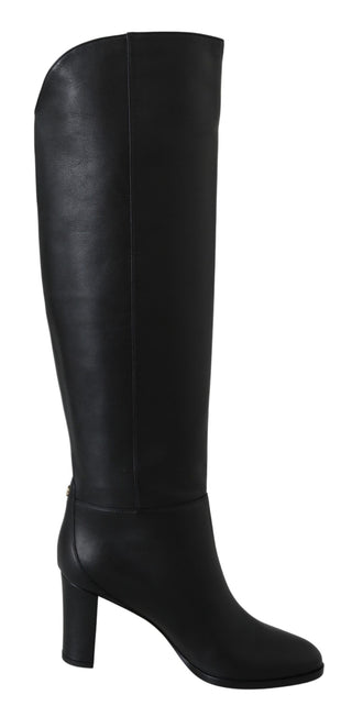 Elegant Black Calf Leather Heeled Boots - Luxury for You