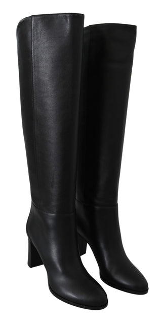 Elegant Black Calf Leather Heeled Boots - Luxury for You