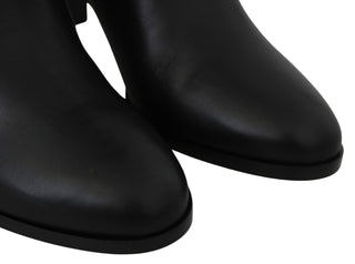 Elegant Black Calf Leather Heeled Boots - Luxury for You