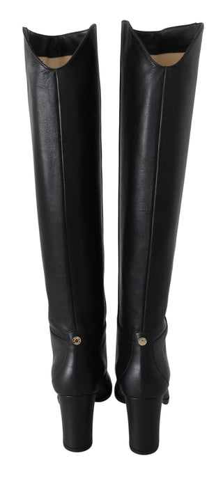 Elegant Black Calf Leather Heeled Boots - Luxury for You