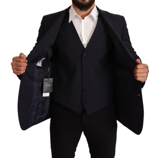 Elegant Dark Blue Wool Blend Martini Suit - Luxury for You