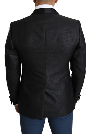 Elegant Black Jacquard Slim Fit Blazer - Luxury for You