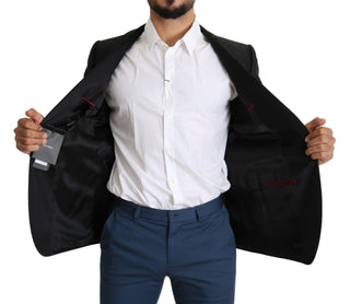 Elegant Black Jacquard Slim Fit Blazer - Luxury for You