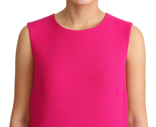 Elegant Fuchsia Sequined Wool Blend Shift Dress - Luxury for You