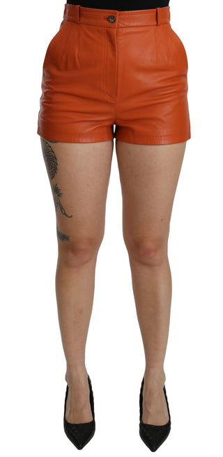 Chic Orange Leather High Waist Hot Pants - Luxury for You