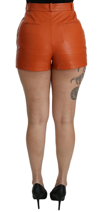 Chic Orange Leather High Waist Hot Pants - Luxury for You