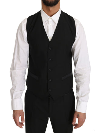 Sleek Black Slim Fit Formal Vest - Luxury for You