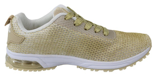 Exquisite Gold Polyester Sport Sneakers - Luxury for You