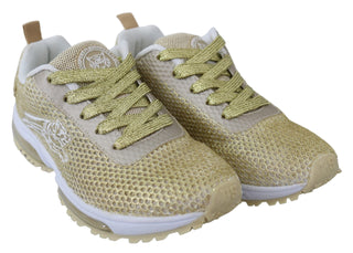 Exquisite Gold Polyester Sport Sneakers - Luxury for You