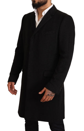 Elegant Gray Long Overcoat In Pure Cashmere - Luxury for You