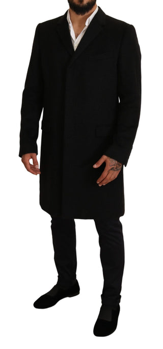 Elegant Gray Long Overcoat In Pure Cashmere - Luxury for You