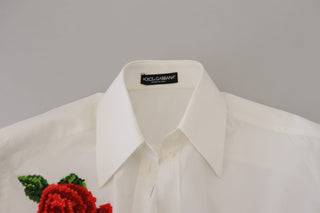 Elegant Floral Embroidered Silk Blend Shirt