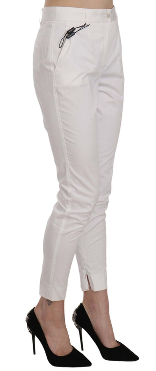 Elegant White Cotton Blend Trousers - Luxury for You