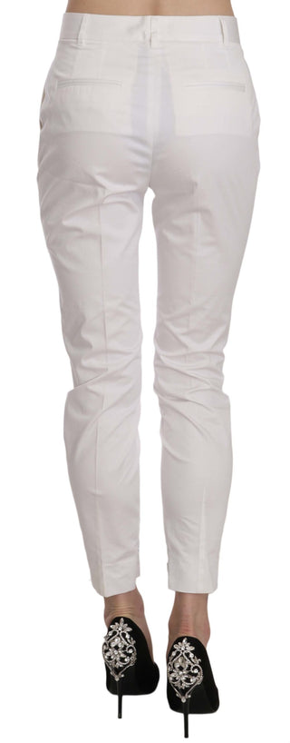 Elegant White Cotton Blend Trousers - Luxury for You