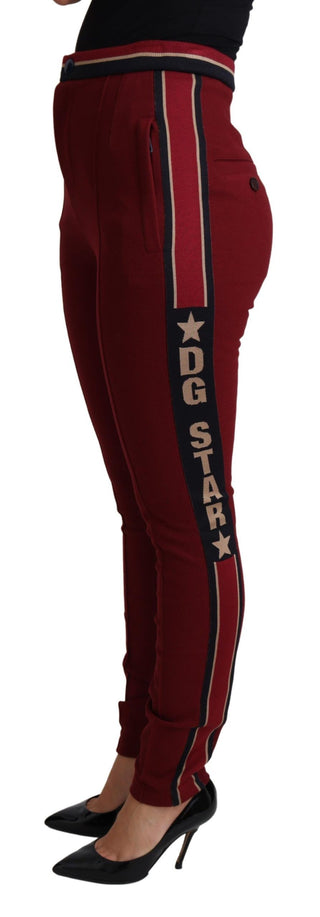 High-waist Embroidered Red Skinny Trousers - Luxury for You