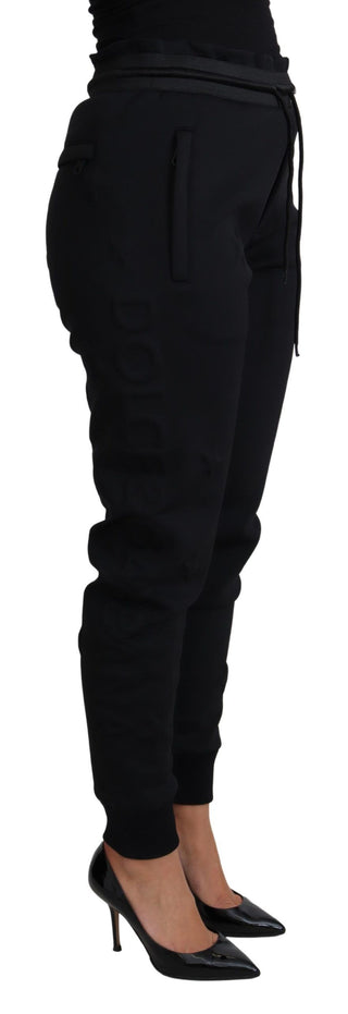 Elegant Black Jogger Trousers With Iconic Logo - Luxury for You