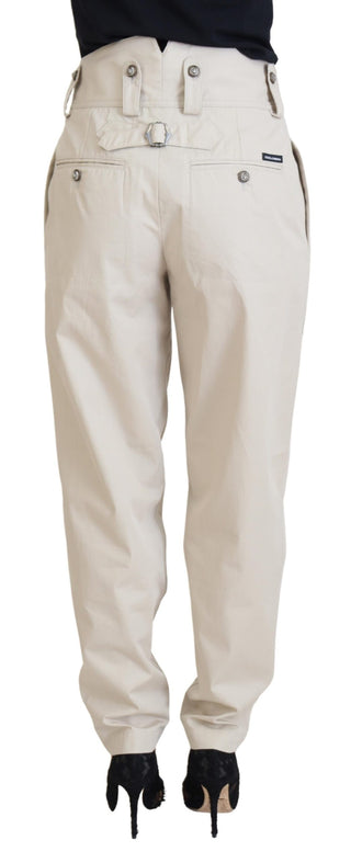 Chic Beige Cotton Trousers For Elegant Comfort