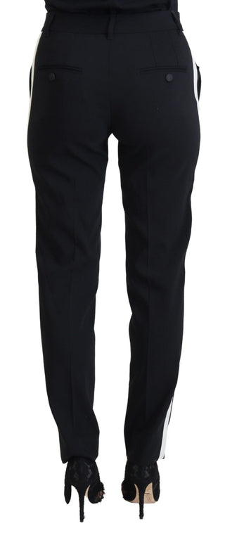 Elegant Black Wool-silk Pants