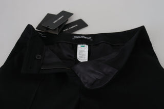 Elegant Black Wool-silk Pants