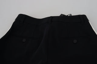 Elegant Black Wool-silk Pants