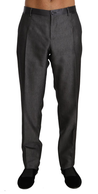 Elegant Patterned Gray Wool Blend Trousers - Luxury for You