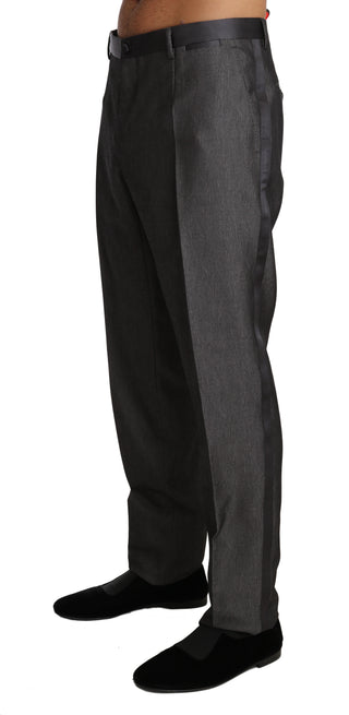 Elegant Patterned Gray Wool Blend Trousers - Luxury for You