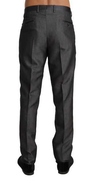 Elegant Patterned Gray Wool Blend Trousers - Luxury for You