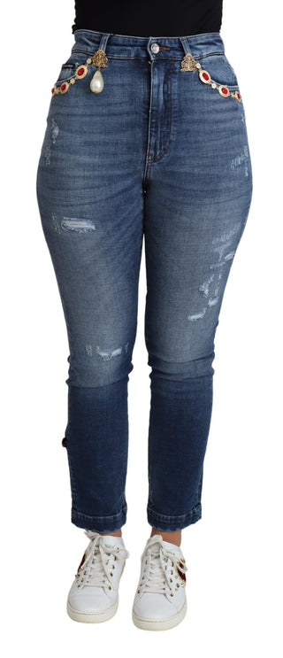 Embellished High Waist Skinny Denim Jeans - Luxury for You