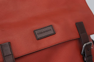 Elegant Calfskin Leather Backpack In Orange