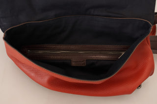 Elegant Calfskin Leather Backpack In Orange