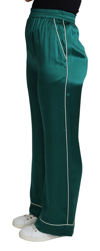 Exquisite Silk Pajama Trousers In Lush Green - Luxury for You