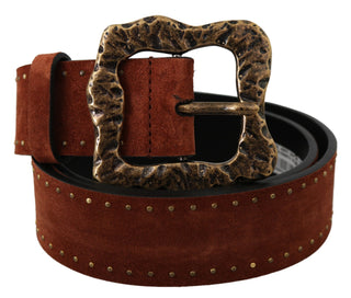 Elegant Suede Leather Belt With Gold Studs - Luxury for You