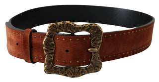 Elegant Suede Leather Belt With Gold Studs - Luxury for You