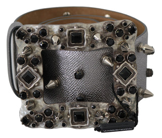 Stunning Silver Leather Crystal-studded Belt - Luxury for You