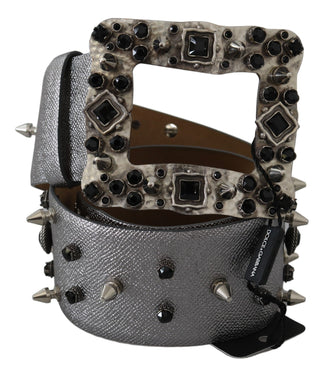 Stunning Silver Leather Crystal-studded Belt - Luxury for You