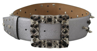 Stunning Silver Leather Crystal-studded Belt - Luxury for You