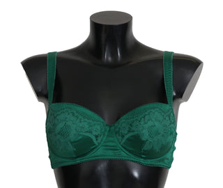 Enchanting Green Floral Lace Silk Bra - Luxury for You