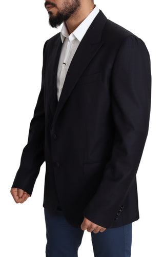 Elegant Black Virgin Wool Men's Blazer - Luxury for You