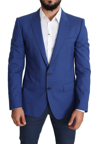 Exquisite Blue Wool Martini Blazer Jacket - Luxury for You