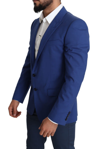 Exquisite Blue Wool Martini Blazer Jacket - Luxury for You