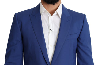 Exquisite Blue Wool Martini Blazer Jacket - Luxury for You