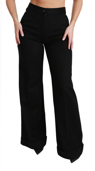 Elegant High Waist Flared Cashmere Pants - Luxury for You